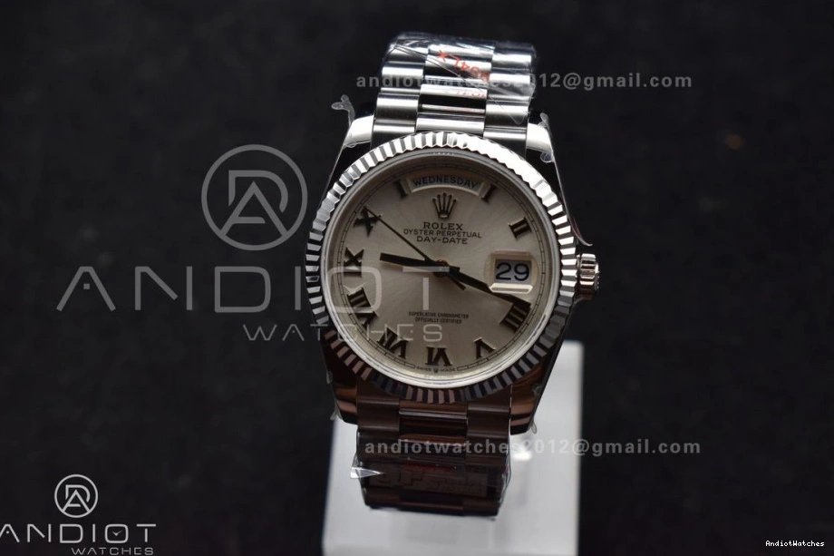 on White (Gain DayDate 688 vr3255 Best Stick V5 President QF 904L SS Dial Roman Weight) Steel Bracelet Unisex 36 Edition 1016